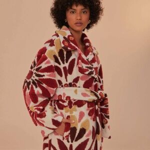 NWT Farm Rio Ainika Flowers Fleece Coat M